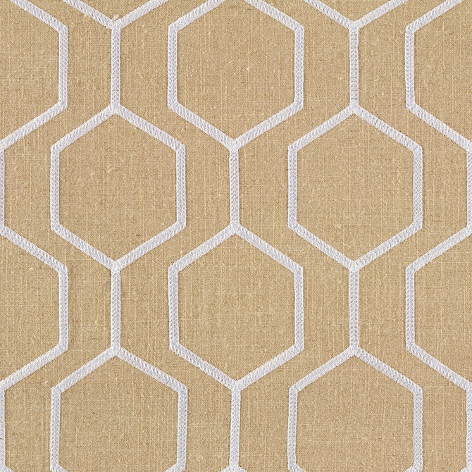 Socrates Hexagono Honey by Europatex Fabric Socrates 20% Linen, 45% Viscose, 35% Polyester 7.8" H, 7.8" V 56.00 inches - Fabric Carolina -