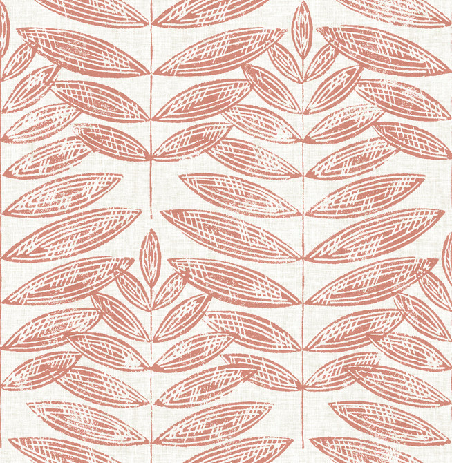 Akira Coral Leaf Wallpaper by A-Street Prints Annelie Covers about 56.4 square feet 20.5-in by 33-ft long roll Unpasted 20.9 - Fabric Carolina -
