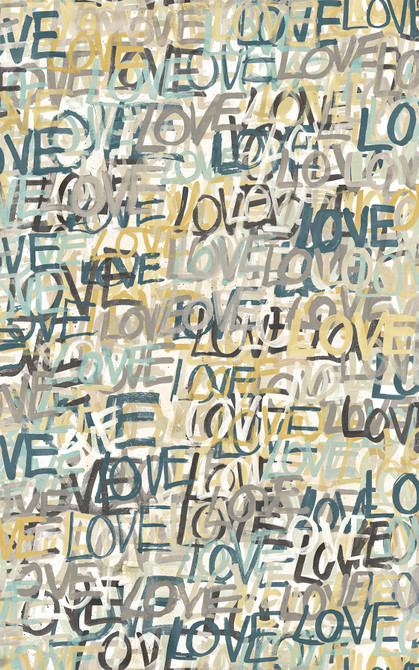 Indio Neutral Love Scribble Wallpaper by ohpopsi Concept Covers about 54.2 square feet 19.7-in by 33-ft long roll Unpasted 31.5 - Fabric Carolina -