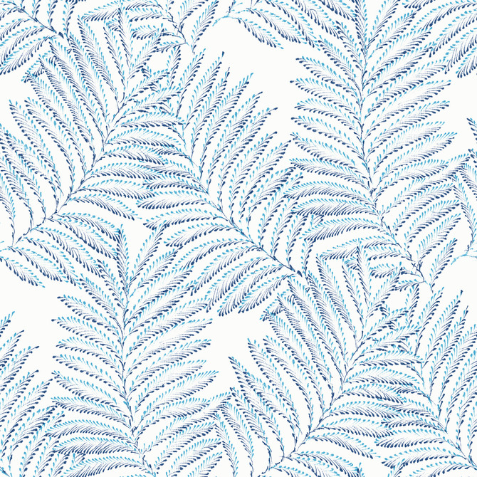 Finnley Blue Inked Fern Wallpaper by A-Street Prints Daylight Covers about 56.4 square feet 20.5-in by 33-ft long roll Unpasted 21 - Fabric Carolina -