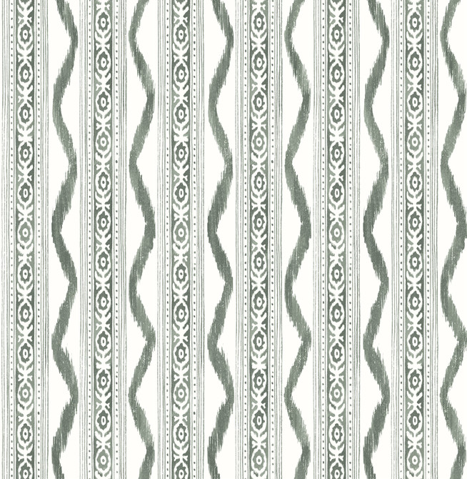 Rhys Green IKAT Stripe Wallpaper by A-Street Prints Erin Gates Covers about 56.4 square feet 20.5-in by 33-ft long roll Unpasted 21 - Fabric Carolina -