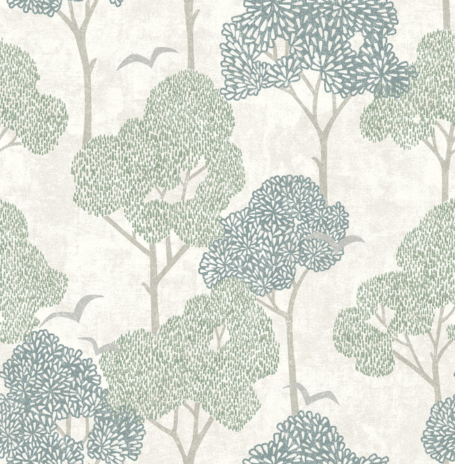 Lykke Green Textured Tree Wallpaper by A-Street Prints Hannah Covers about 56.4 square feet 20.5-in by 33-ft long roll Unpasted 20.9 - Fabric Carolina -