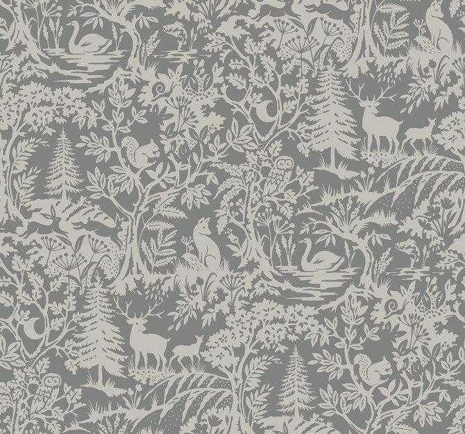 Alrick Charcoal Forest Venture Wallpaper by Chesapeake Kinfolk Covers about 60.8 square feet 27-in by 27-ft long roll Prepasted 25.25 - Fabric Carolina -