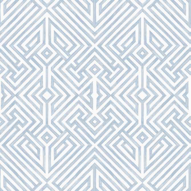 Lyon Blue Geometric Key Wallpaper by A-Street Prints Middleton Covers about 56.4 square feet 20.5-in by 33-ft long roll Unpasted 20.9 - Fabric Carolina -