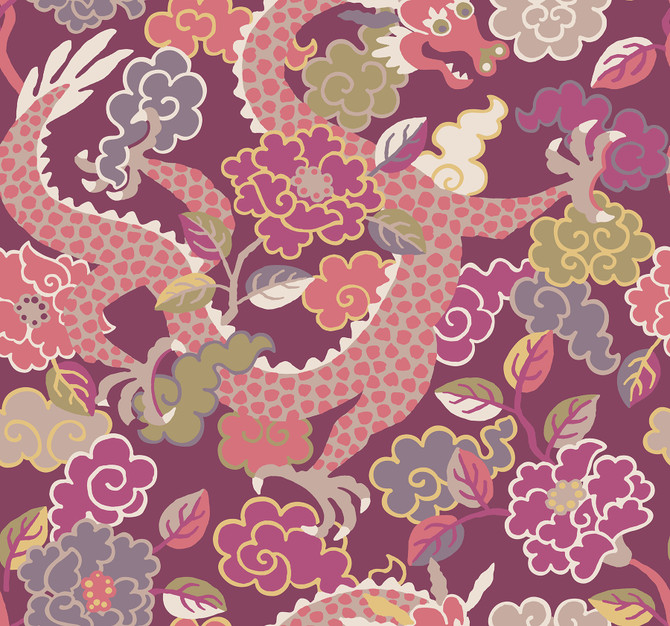 Yanci Plum Dragon Wallpaper by A-Street Prints Middleton Covers about 60.8 square feet 27-in by 27-ft long roll Unpasted 25.25 - Fabric Carolina -