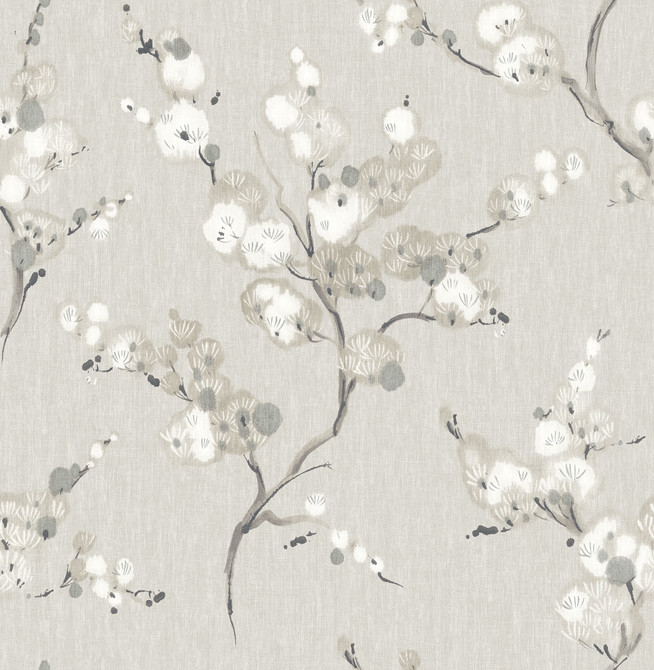 Bliss Taupe Blossom Wallpaper by A-Street Prints Mistral Covers about 56.4 square feet 20.5-in by 33-ft long roll Unpasted 20.9 - Fabric Carolina -
