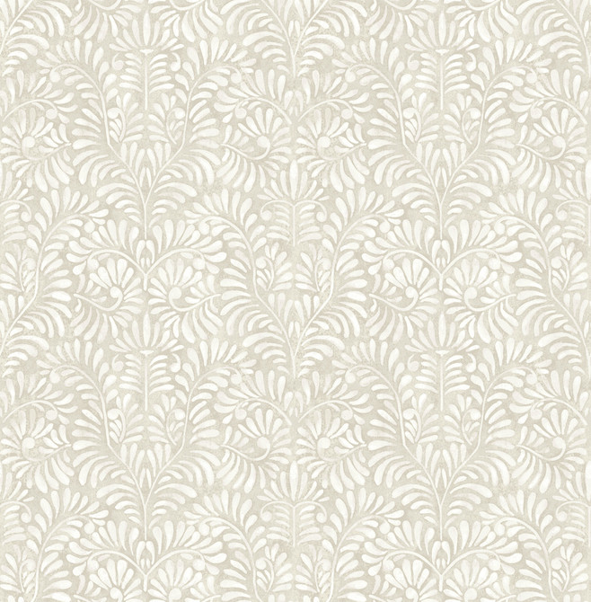 Elma Taupe Fiddlehead Wallpaper by A-Street Prints Mylos Covers about 56.4 square feet 20.5-in by 33-ft long roll Unpasted 10.4 - Fabric Carolina -