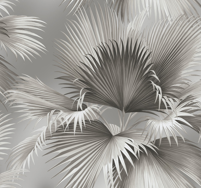 Summer Palm Platinum Tropical Wallpaper by A-Street Prints Newport Covers about 60.8 square feet 27-in by 27-ft long roll Unpasted 25.2 - Fabric Carolina -