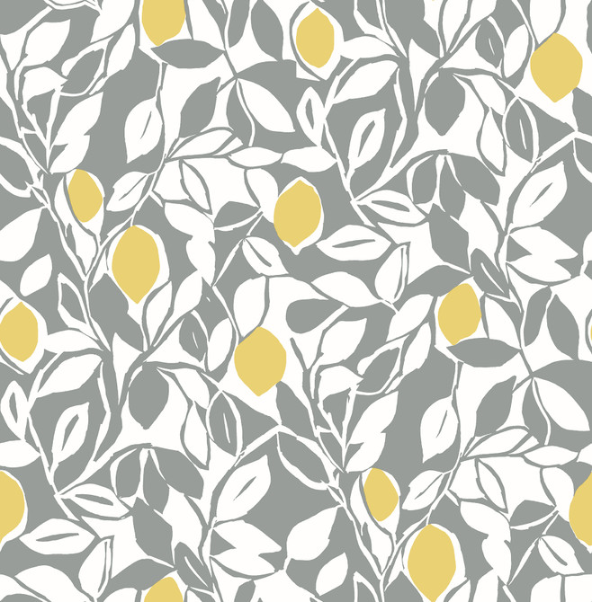 Loretto Grey Citrus Wallpaper by A-Street Prints Pacifica Covers about 56.4 square feet 20.5-in by 33-ft long roll Unpasted 20.8 - Fabric Carolina -