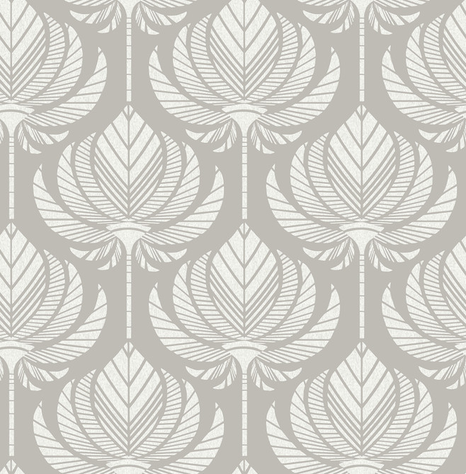 Palmier Grey Lotus Fan Wallpaper by A-Street Prints Seychelles Covers about 56.4 square feet 20.5-in by 33-ft long roll Unpasted 10.4 - Fabric Carolina -