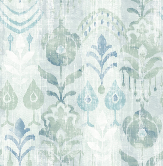 Pavord Green Floral Shibori Wallpaper by A-Street Prints Terrace Covers about 56.4 square feet 20.5-in by 33-ft long roll Unpasted 20.86 - Fabric Carolina -