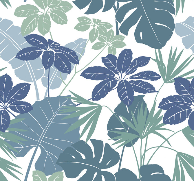 Medellin Blue Rainforest Floor Wallpaper by A-Street Prints Terrace Covers about 60.8 square feet 27-in by 27-ft long roll Unpasted 25.25 - Fabric Carolina -