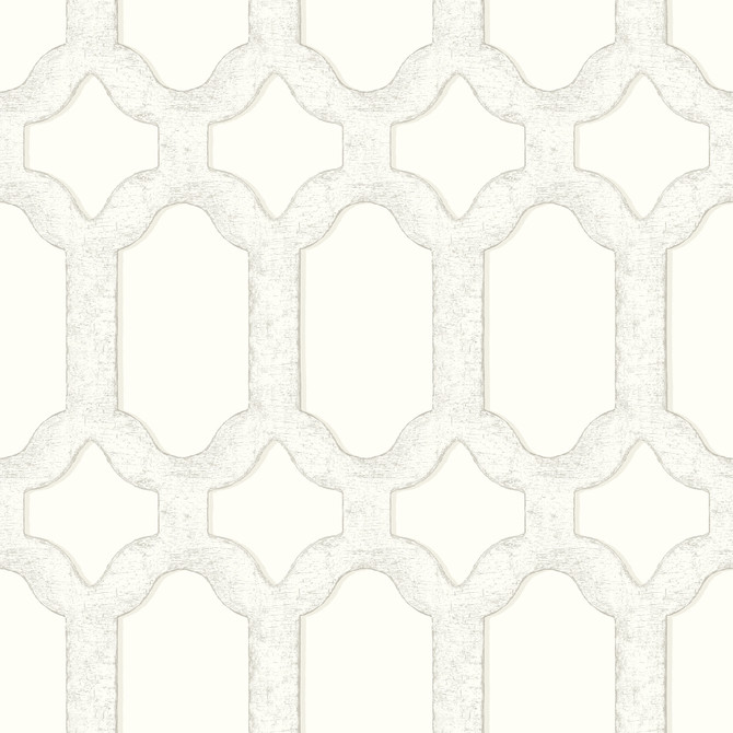 Chervil White Trellis Wallpaper by Chesapeake Wildflower Covers about 56.4 square feet 20.5-in by 33-ft long roll Prepasted 20.5 - Fabric Carolina -