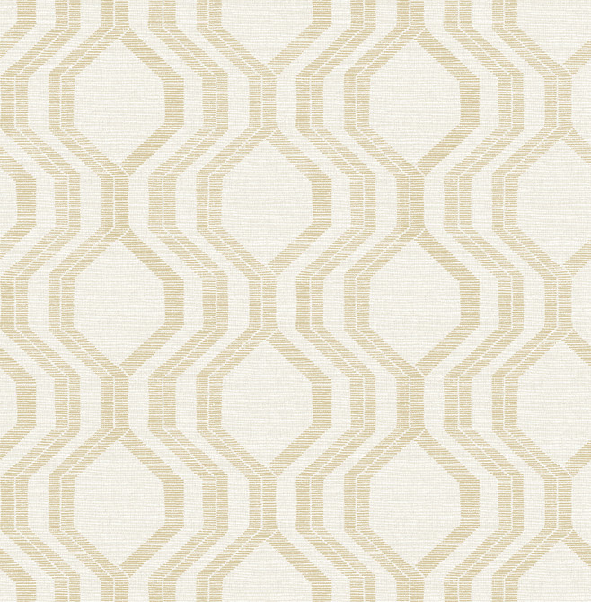 Burton Gold Modern Ogee Wallpaper by A-Street Prints Solace Covers about 56.4 square feet 20.5-in by 33-ft long roll Unpasted 20.86 - Fabric Carolina -