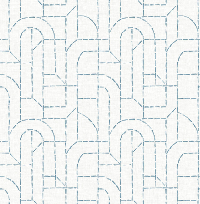 Integrity Blue Arched Outlines Wallpaper by A-Street Prints Harmony Covers about 56.4 square feet 20.5-in by 33-ft long roll Unpasted 20.86 - Fabric Carolina -