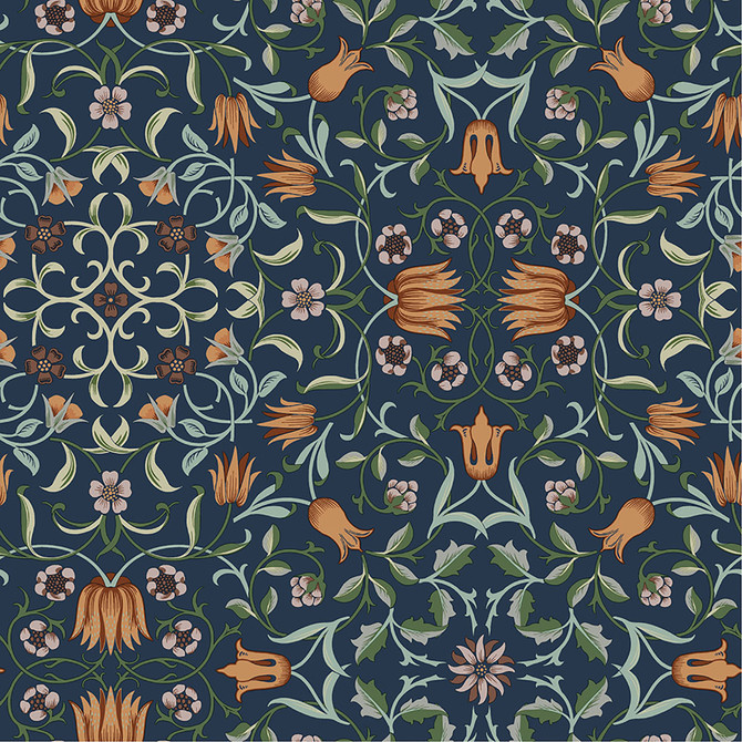No 1 Holland Park Dark Blue Floral Wallpaper by A-Street Prints Hidden Treasures Covers about 57.5 square feet 20.9-in by 33-ft long roll Unpasted 20.9 - Fabric Carolina -