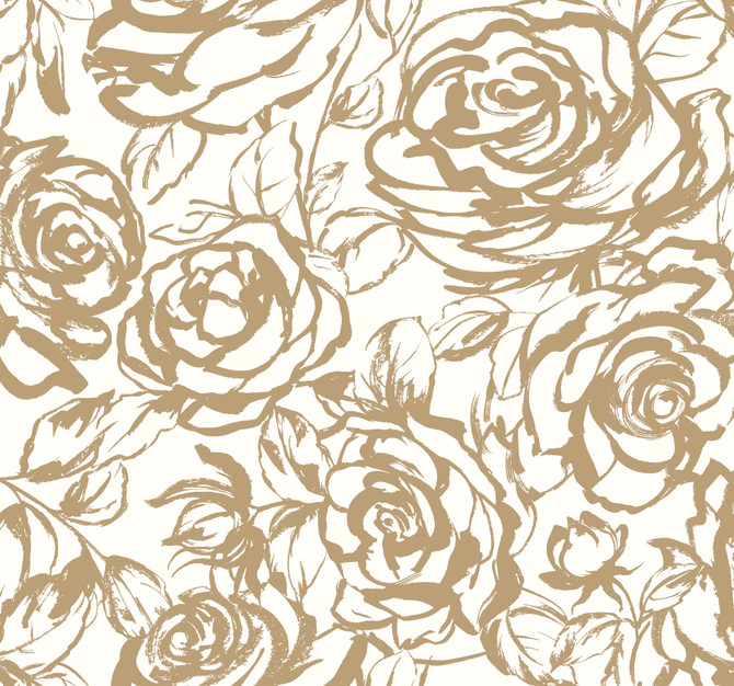 Nelda Gold Rose Wallpaper by A-Street Prints Whimsy Covers about 60.8 square feet 27-in by 27-ft long roll Unpasted 25.25 - Fabric Carolina -