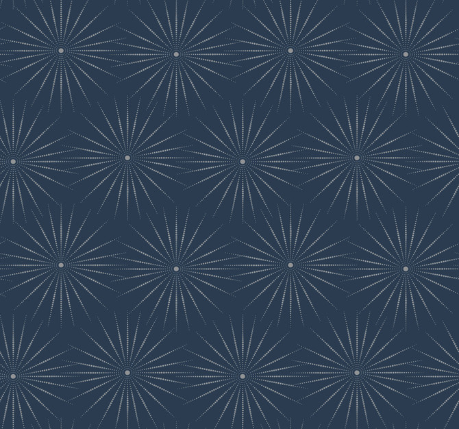 Starlight Blue & Silver Wallpaper by Antonina Vella Antonina Vella Boho Luxe Covers about 60.8 square feet 27-in by 27-ft long roll Unpasted 25.25 - Fabric Carolina -