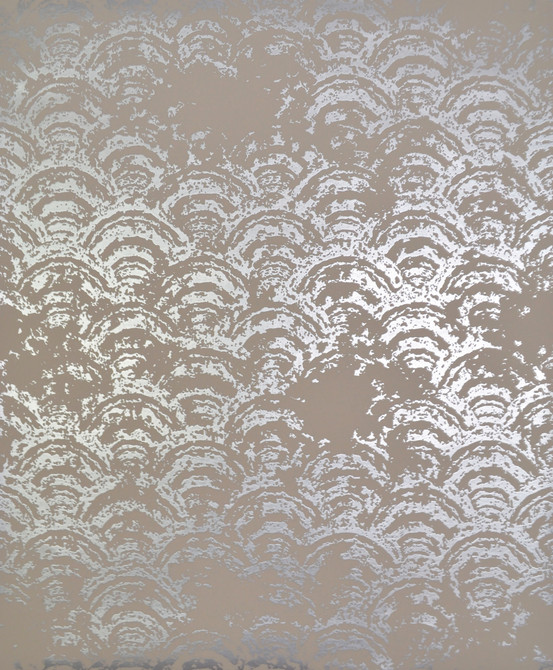 Eclipse Khaki & Silver Wallpaper by Antonina Vella Antonina Vella Modern Metals Covers about 56.9 square feet 20.8-in by 32.8-ft long roll Unpasted 25.2 - Fabric Carolina -