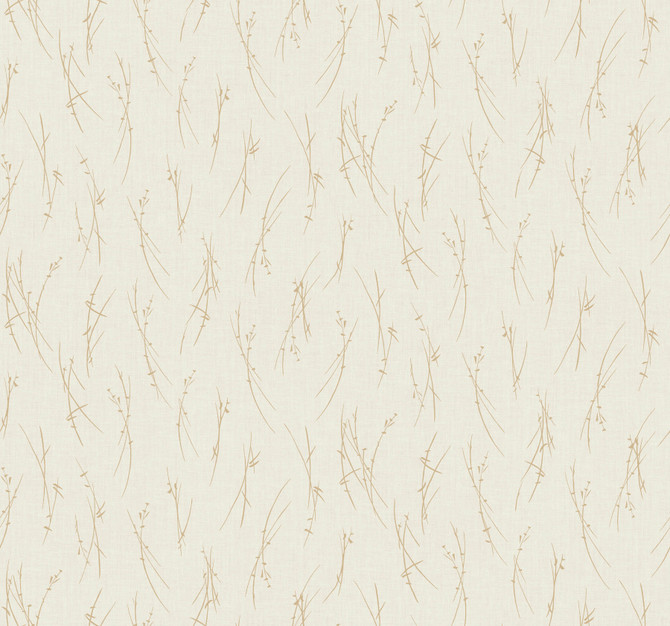 Sprigs Cream & Gold Wallpaper by Antonina Vella Antonina Vella Modern Metals Second Edition Covers about 60.5 square feet 27-in by 26.9-ft long roll Unpasted 12.6 - Fabric Carolina -