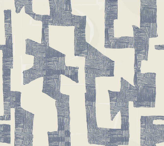 Modern Tribal Almond & Navy Wallpaper by York Wallcoverings Artistic Abstracts Covers about 60.8 square feet 27-in by 27-ft long roll Unpasted 24 - Fabric Carolina -