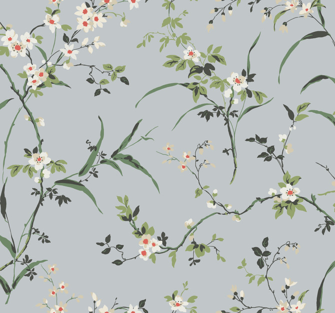 Blossom Branches Light Grey Wallpaper by York Wallcoverings Blooms Covers about 60.8 square feet 27-in by 27-ft long roll Unpasted 25.25 - Fabric Carolina -