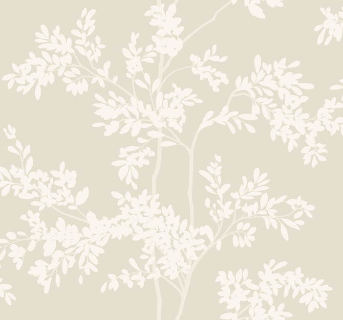 Lunaria Silhouette Light Taupe & White Wallpaper by York Wallcoverings Blooms Covers about 60.8 square feet 27-in by 27-ft long roll Unpasted 25.25 - Fabric Carolina -