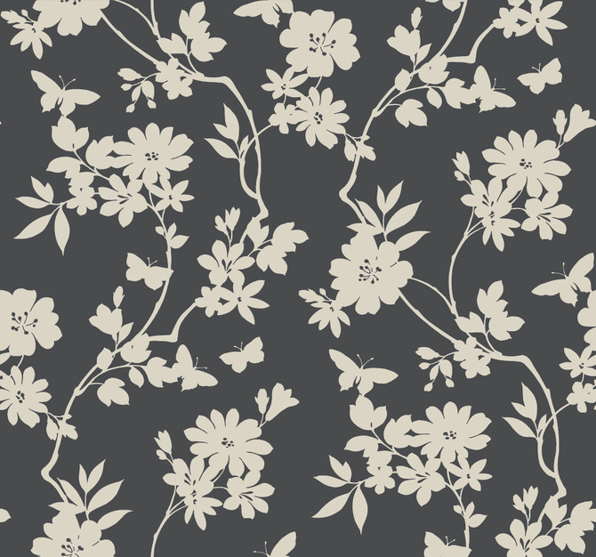 Flutter Vine Grey Wallpaper by Candice Olson Candice Olson After 8 Covers about 60.8 square feet 27-in by 27-ft long roll Unpasted 25.25 - Fabric Carolina -