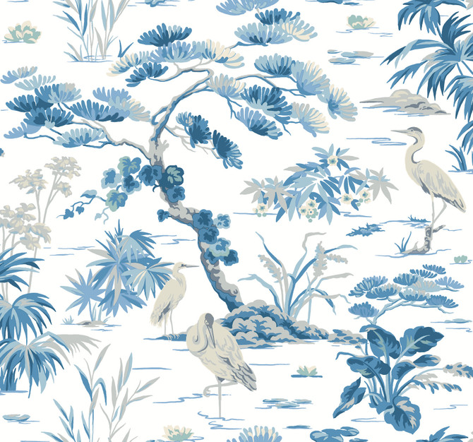 Bridgewater White Wallpaper by Ronald Redding Classics Covers about 60.8 square feet 27-in by 27-ft long roll Unpasted 25.25 - Fabric Carolina -