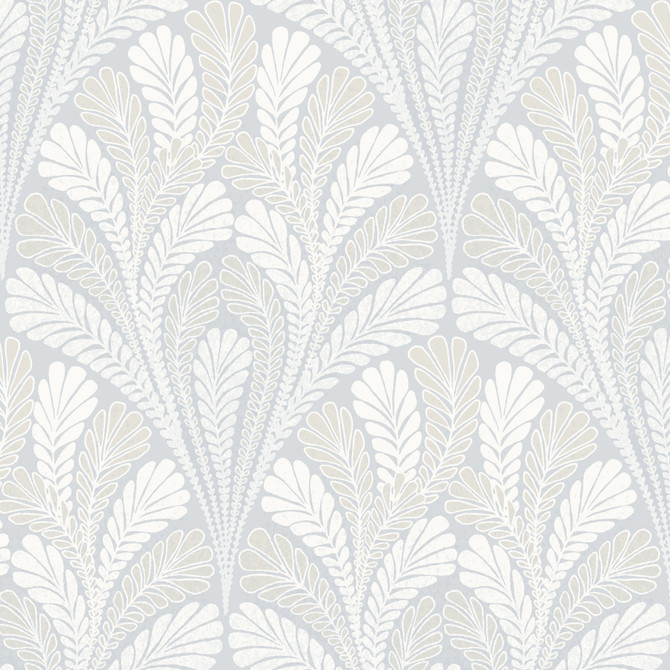 Shell Damask Blue Wallpaper by York Wallcoverings Damask Resource Library Covers about 56.4 square feet 20.5-in by 33-ft long roll Prepasted 20.5 - Fabric Carolina -