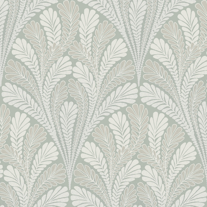 Shell Damask Green Wallpaper by York Wallcoverings Damask Resource Library Covers about 56.4 square feet 20.5-in by 33-ft long roll Prepasted 20.5 - Fabric Carolina -
