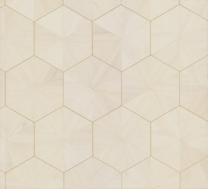 Hexagram Wood Veneer Ivory Wallpaper by Ronald Redding Grasscloth & Natural Resource Covers about 72 square feet 36-in by 24-ft long roll Unpasted 12 - Fabric Carolina -