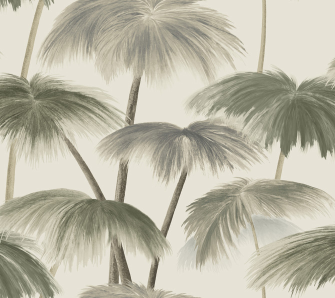 Plein Air Palms Vintage Wallpaper by Lemieux et Cie Lemieux et Cie Signature Covers about 60.8 square feet 27-in by 27-ft long roll Unpasted 24 - Fabric Carolina -