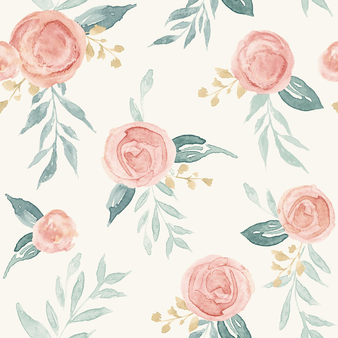 Watercolor Roses Red Wallpaper by Magnolia Home Magnolia Home Artful Prints & Patterns Covers about 56.4 square feet 20.5-in by 33-ft long roll Prepasted 20.5 - Fabric Carolina -