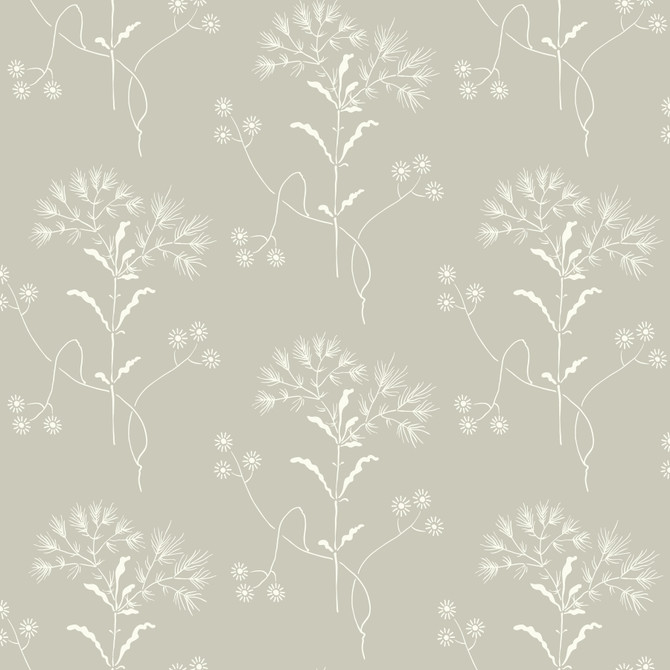Cupola Wildflower Light Grey & White Wallpaper by Magnolia Home Magnolia Home Vol. II Covers about 56.4 square feet 20.5-in by 33-ft long roll Prepasted 10.25 - Fabric Carolina -