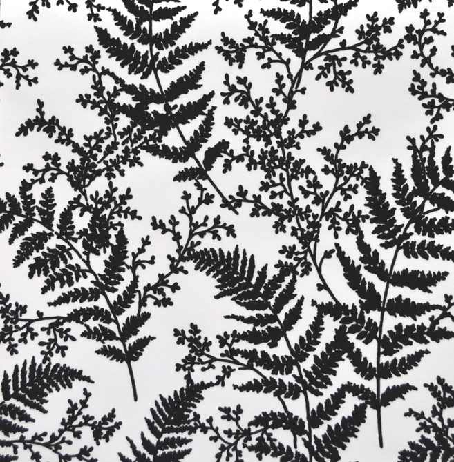 Forest Fern Flock Black Wallpaper by Magnolia Home Magnolia Home Vol. II Covers about 56.4 square feet 20.5-in by 33-ft long roll Unpasted 21 - Fabric Carolina -