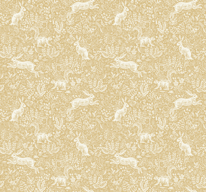Fable Gold Wallpaper by Rifle Paper Co. Rifle Paper Co. Covers about 60.8 square feet 27-in by 27-ft long roll Unpasted 25.25 - Fabric Carolina -