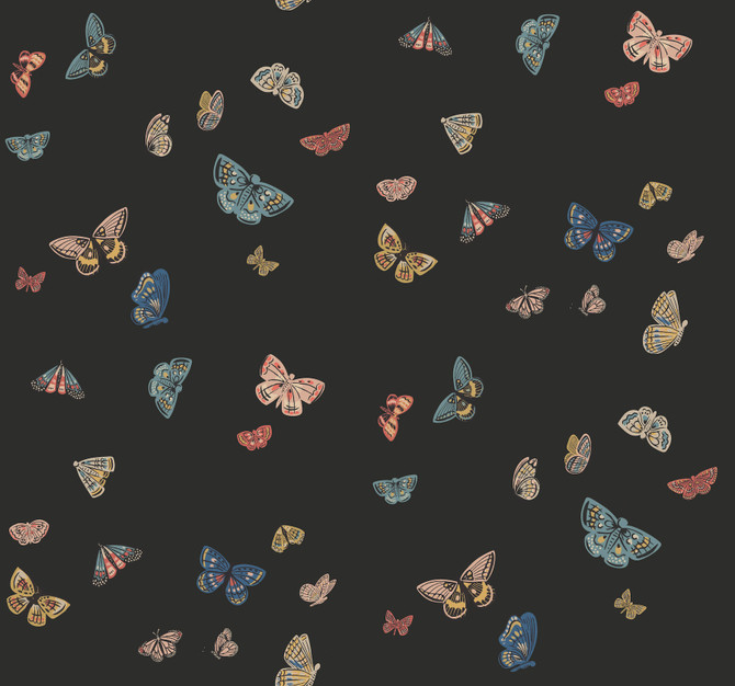 Butterfly House Black Wallpaper by Rifle Paper Co. Rifle Paper Co. 3rd Edition Covers about 60.8 square feet 27-in by 27-ft long roll Unpasted 25.25 - Fabric Carolina -
