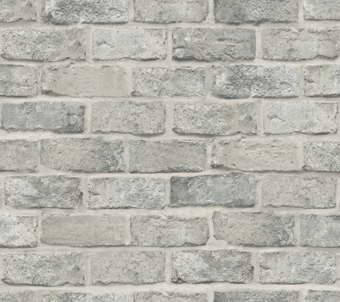 Stretcher Brick Grey Peel & Stick Wallpaper by York Wallcoverings Grasscloth, Wood & Stone Covers about 45 square feet 27-in by 20-ft long roll Peel & Stick 24 - Fabric Carolina -