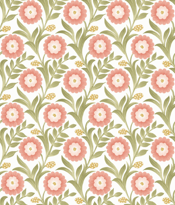 Lillian Pink Floral Vine Peel & Stick Wallpaper by York Wallcoverings Mirth Studios Covers about 34.2 square feet 20.5-in by 20-ft long roll Peel & Stick 24 - Fabric Carolina -