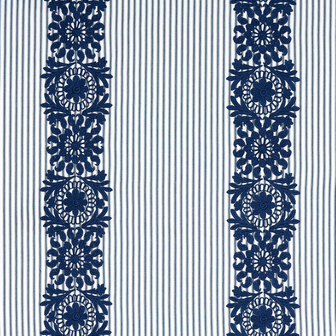 Joelle Stripe Blue 81541 by Schumacher Fabric Uncommon Threads 13.5" - Fabric Carolina -