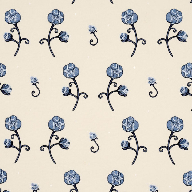 Rhinestone Cowboy Embroidery Navy 84551 by Schumacher Fabric Backdrop 16.5" - Fabric Carolina -
