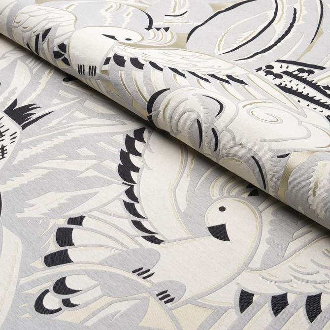Parrots Moderne Dove 83181 by Schumacher Fabric Schumacher Classics 27.5" - Fabric Carolina -