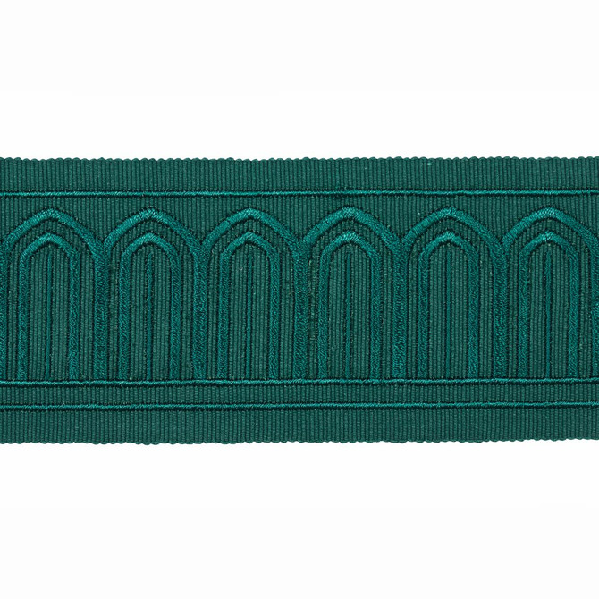 Arches Embroidered Tape Medium Emerald 70768 by Schumacher Trim Miles Redd 1.8" - Fabric Carolina -