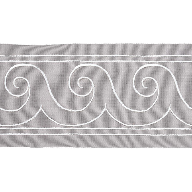 Greek Waves White On Grey 70754 by Schumacher Trim Miles Redd 3.3" - Fabric Carolina -