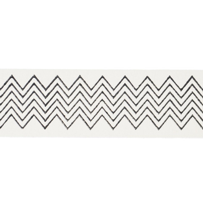 Leora Hand Blocked Tape Narrow Charcoal 181381 by Schumacher Trim Jacaranda 2.75" - Fabric Carolina -