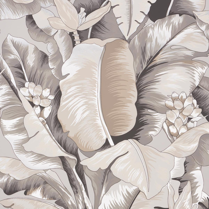 Botanico Metallic Platinum 5013860 by Schumacher Wallpaper Full Bloom 27.0" - Fabric Carolina -