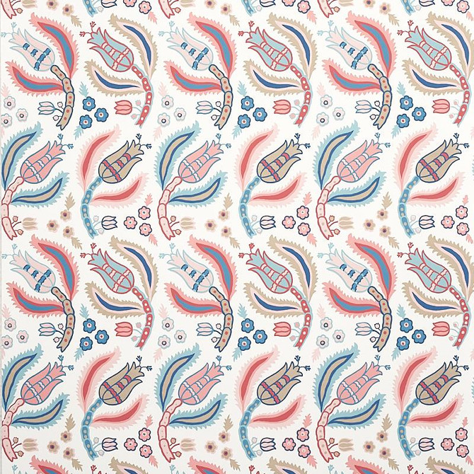 Malabar Vine Rose & Delft 5012341 by Schumacher Wallpaper East Meets West 9.0" - Fabric Carolina -