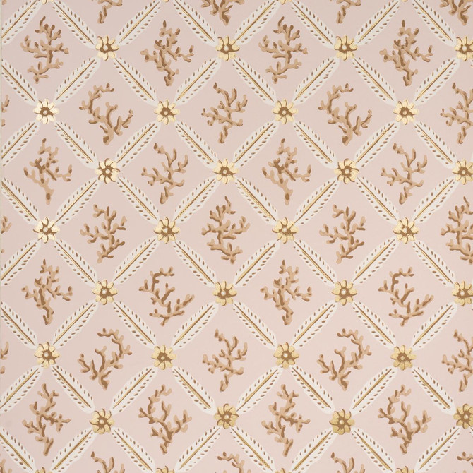 Corail Leaf Trellis Blush 5016642 by Schumacher Wallpaper Timothy Corrigan 20.5" - Fabric Carolina -