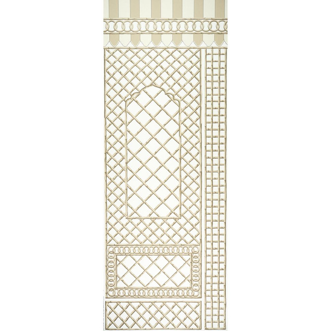 Bamboo Trellis Panel B Neutral 5014402 by Schumacher Wallpaper Marie-Anne Oudejans 54.5" - Fabric Carolina -